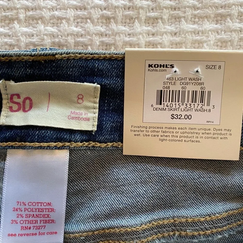 SO GIRLS Denim Stretch Skirt Size 8